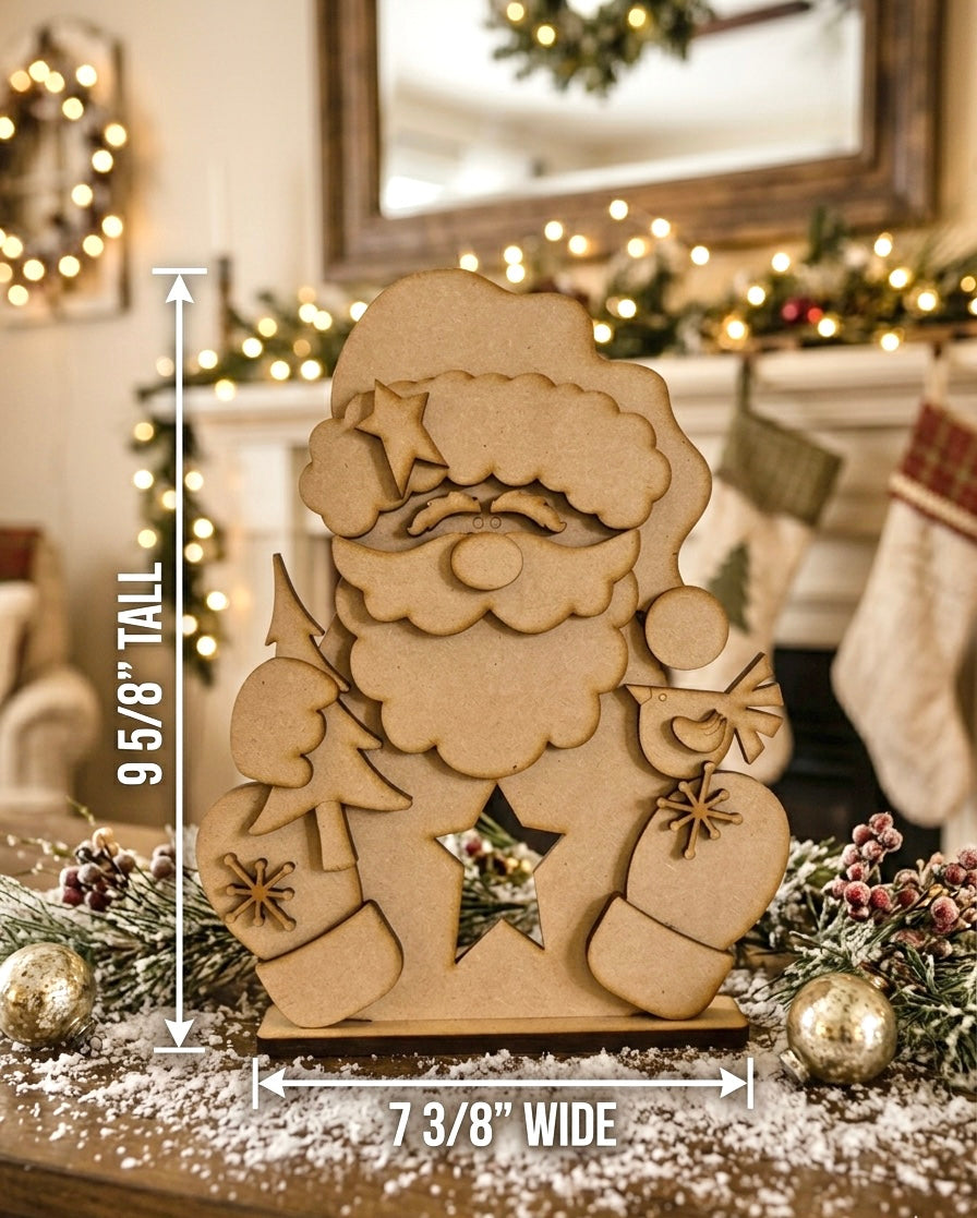 (Item#075) Intricate Festive Santa Tea Light Holder (Stand Alone) - DIY Craft Kit *tea light not included*