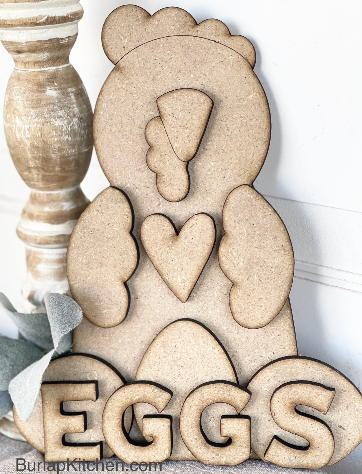 Chicken & Eggs Leaner (*Laser-cut on 1/8” MDF/Hardboard) - DIY Craft kit