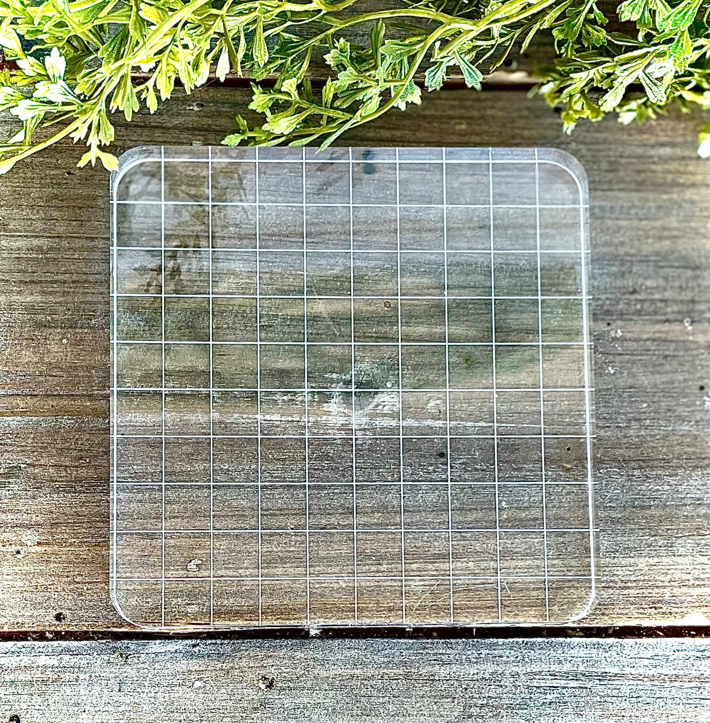Square Clear Acrylic Craft Block with Grid