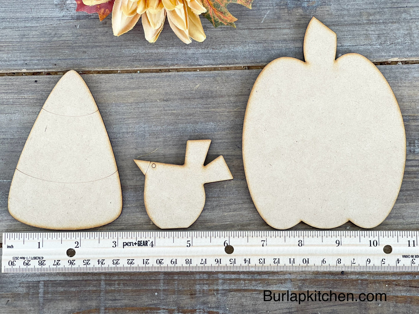 Fall Wood Blanks (3 Pumpkins, 4 Candy Corns & 3 Crows)