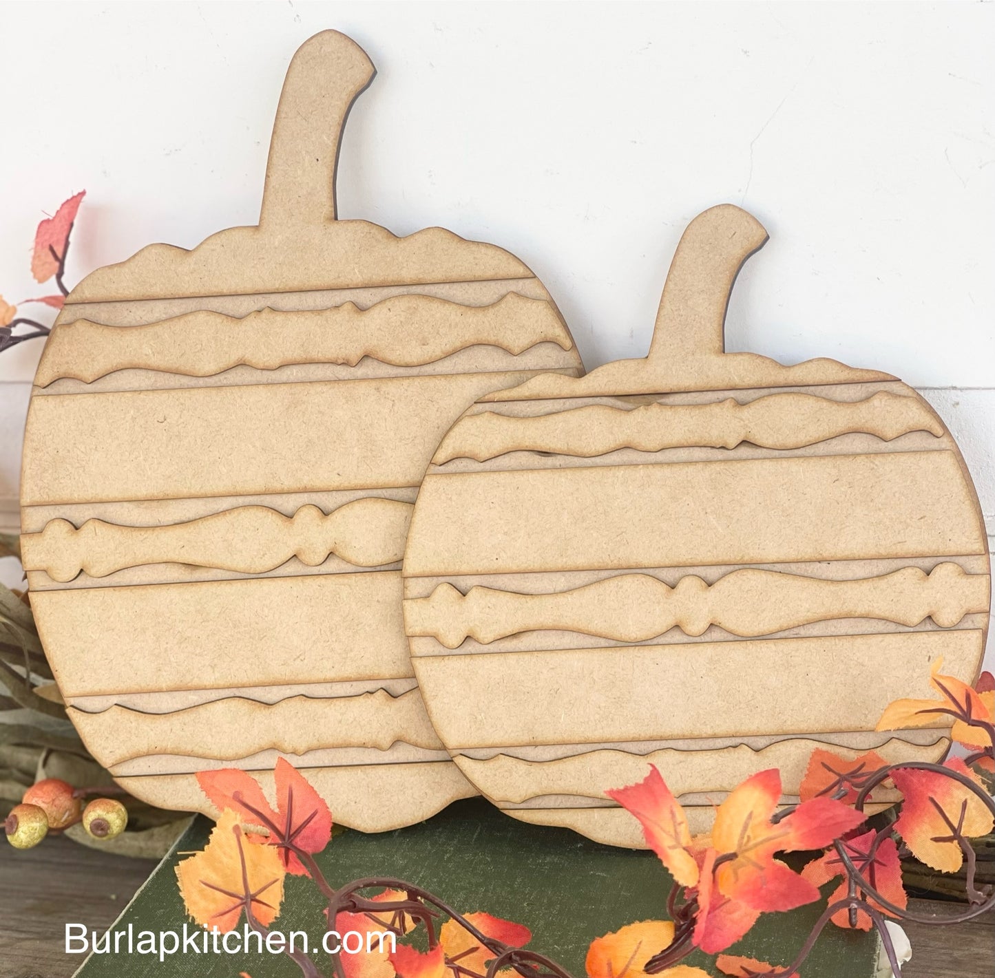 Farmhouse Spindle Pumpkins, Set of 2- DIY Craft Kit