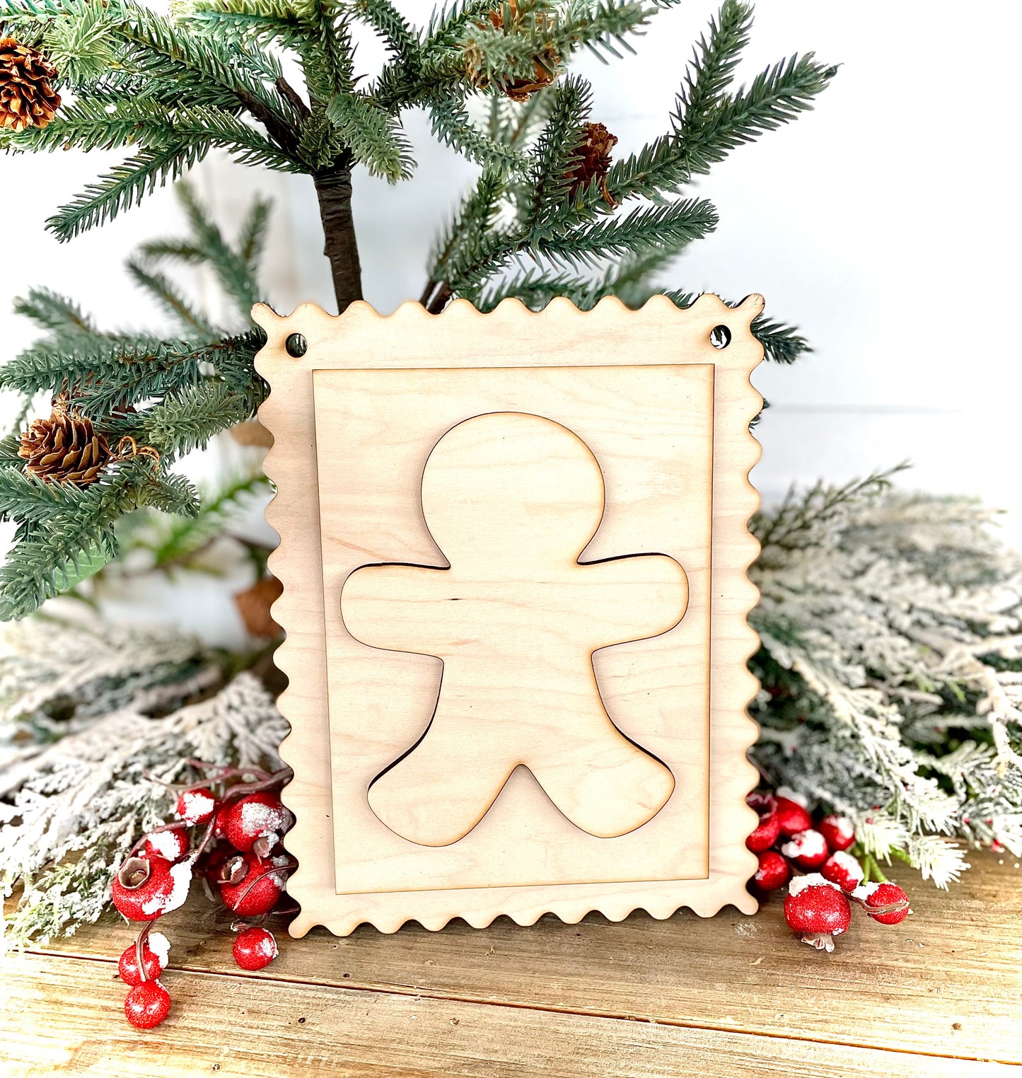 Gingerbread Stamp Wall Hanger (Maple Wood DIY Craft Kit)