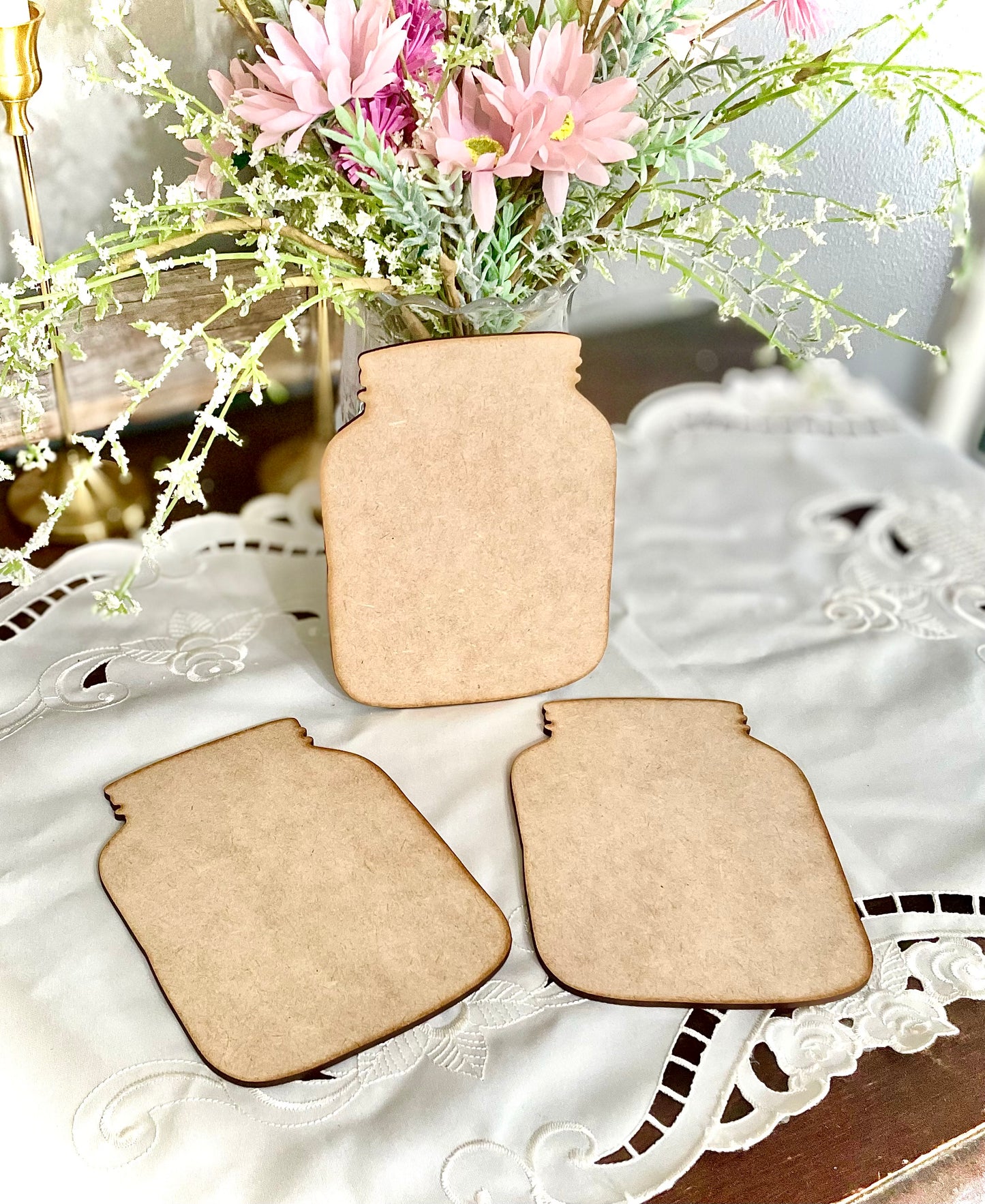 Mason Jar Cutouts for Crafting, Set of 3