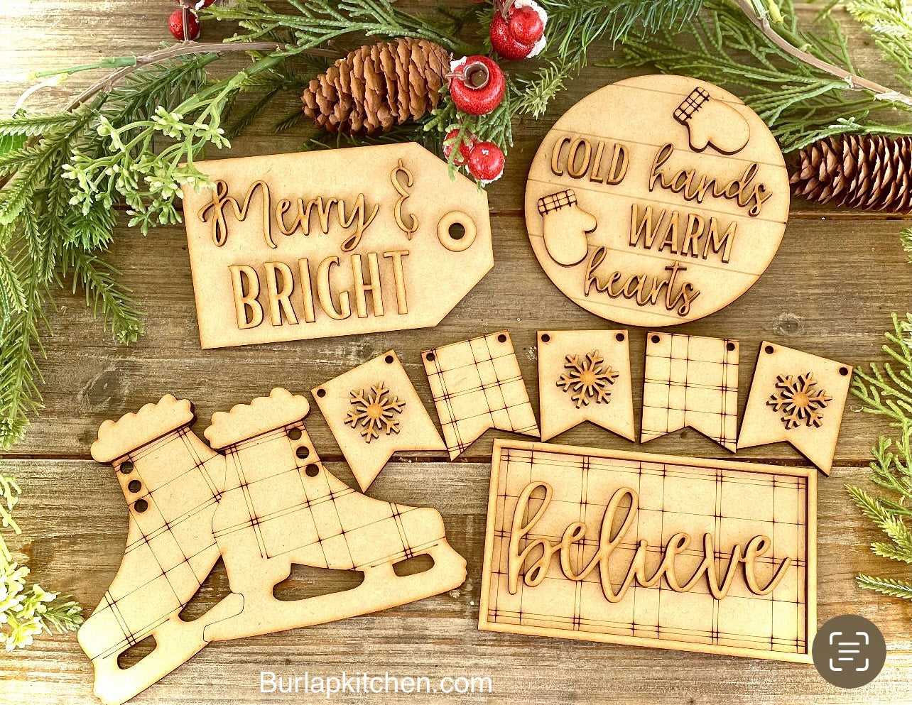 Merry and Bright Christmas Tiered Tray Set - DIY Craft Kit