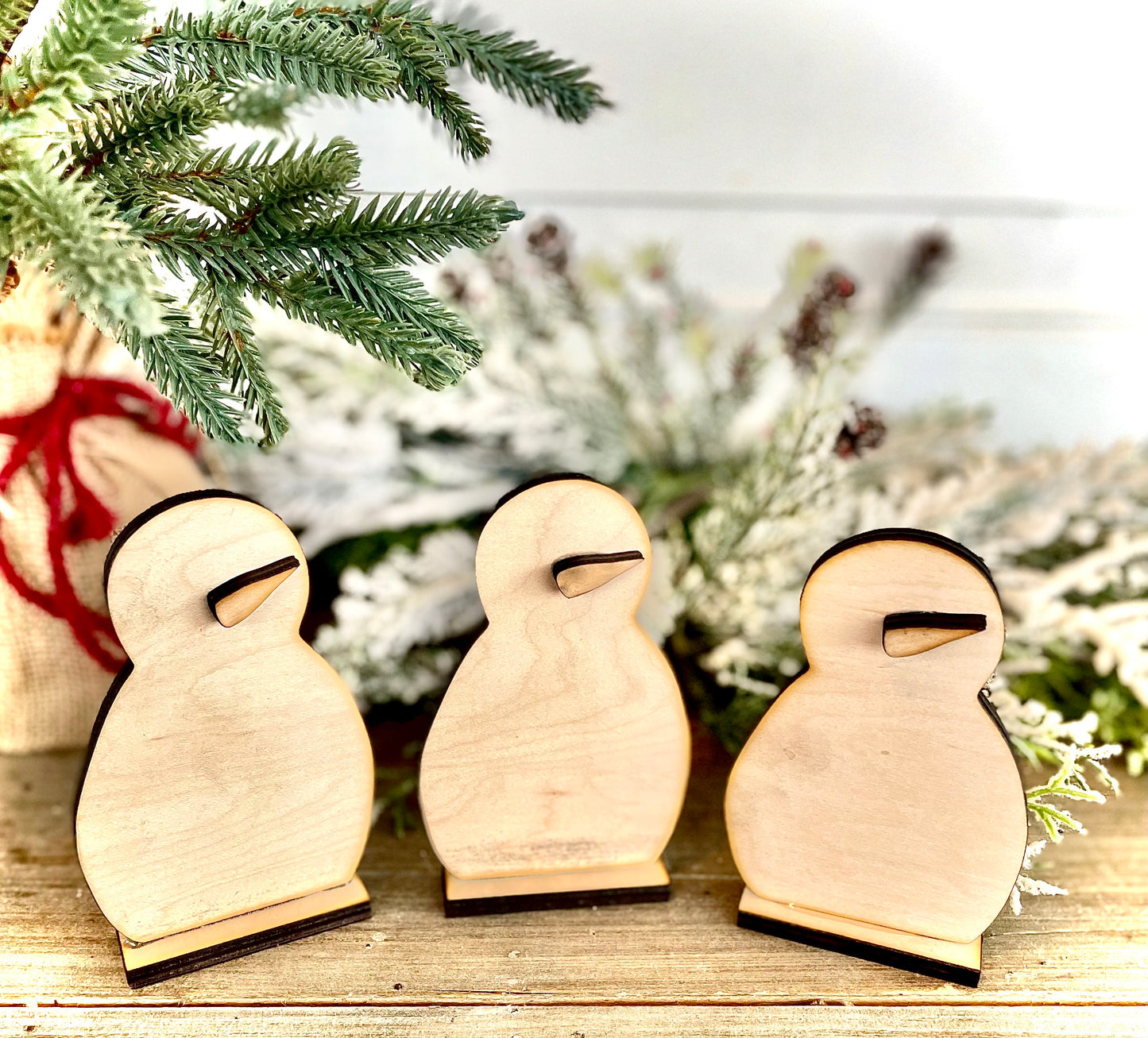 Mini Snowmen (Set of 3, Made with Maple Wood)