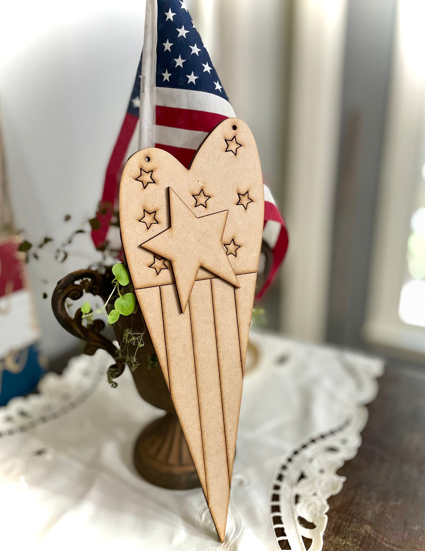 American Flag Heart Hanger - (DIY Craft Kit)