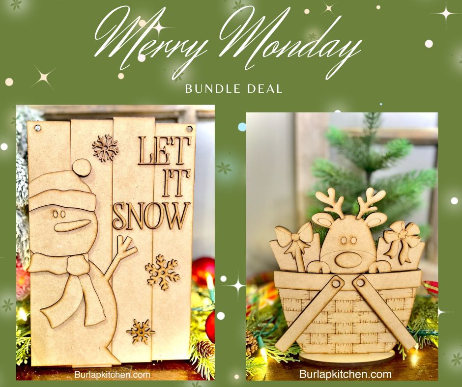 Merry Monday Bundle Deal - DIY Craft Kit (Reindeer Basket & Let it Snow Snowman Frame) - DIY Craft Kit
