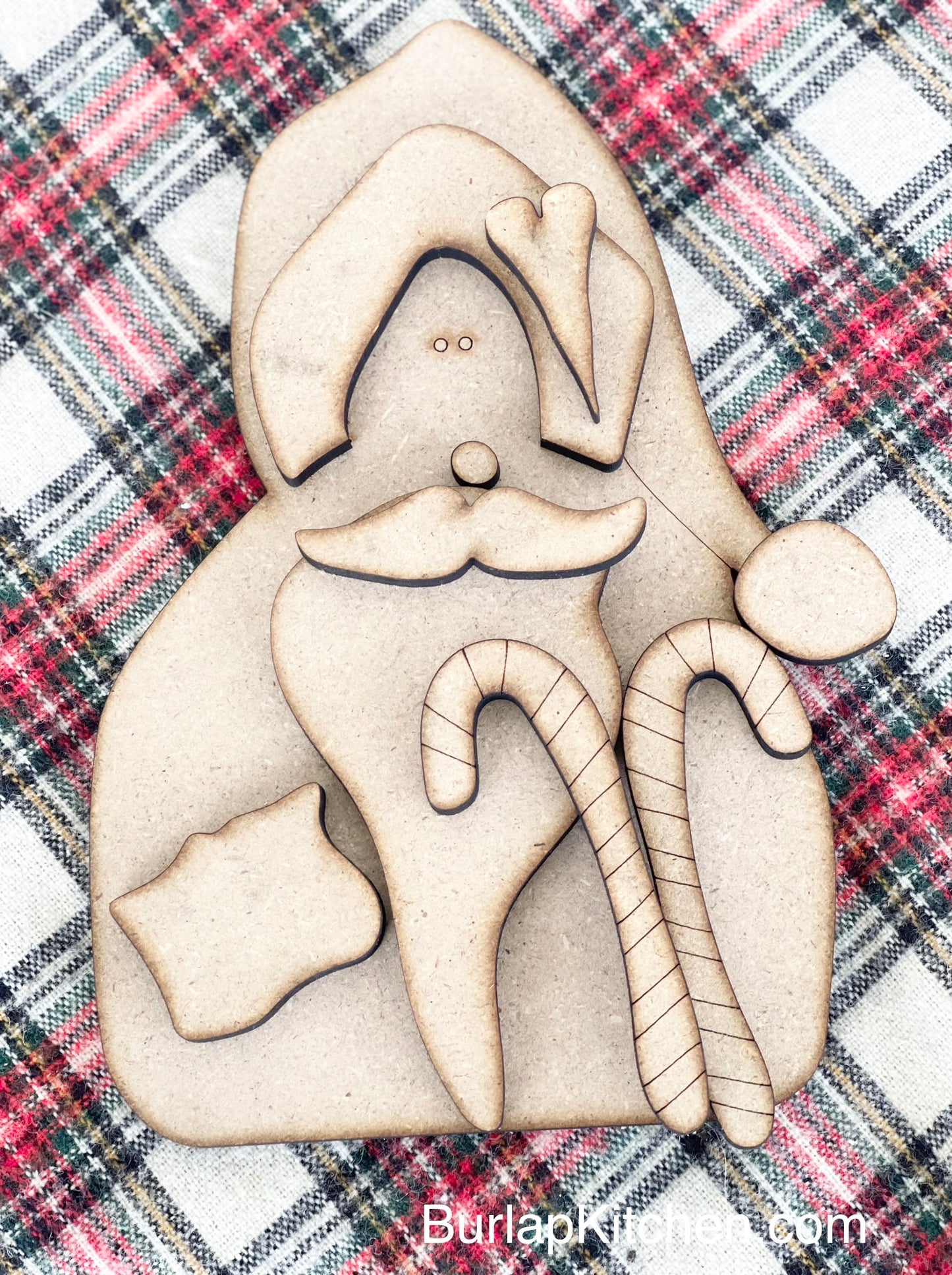 Rustic Santa Leaner w/Candy Canes - (DIY Craft Kit)