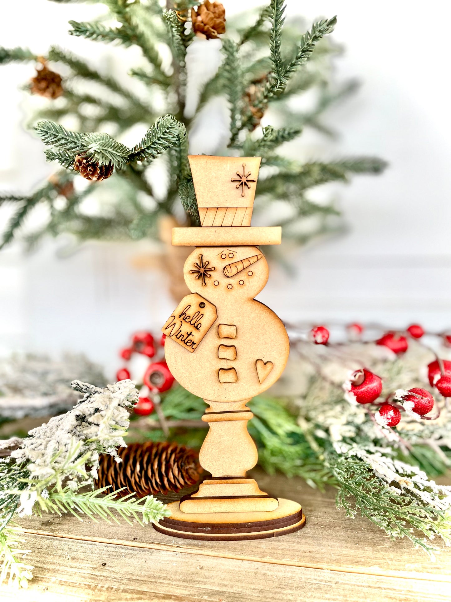 Stand Alone Pedestal Snowman - DIY Craft Kit