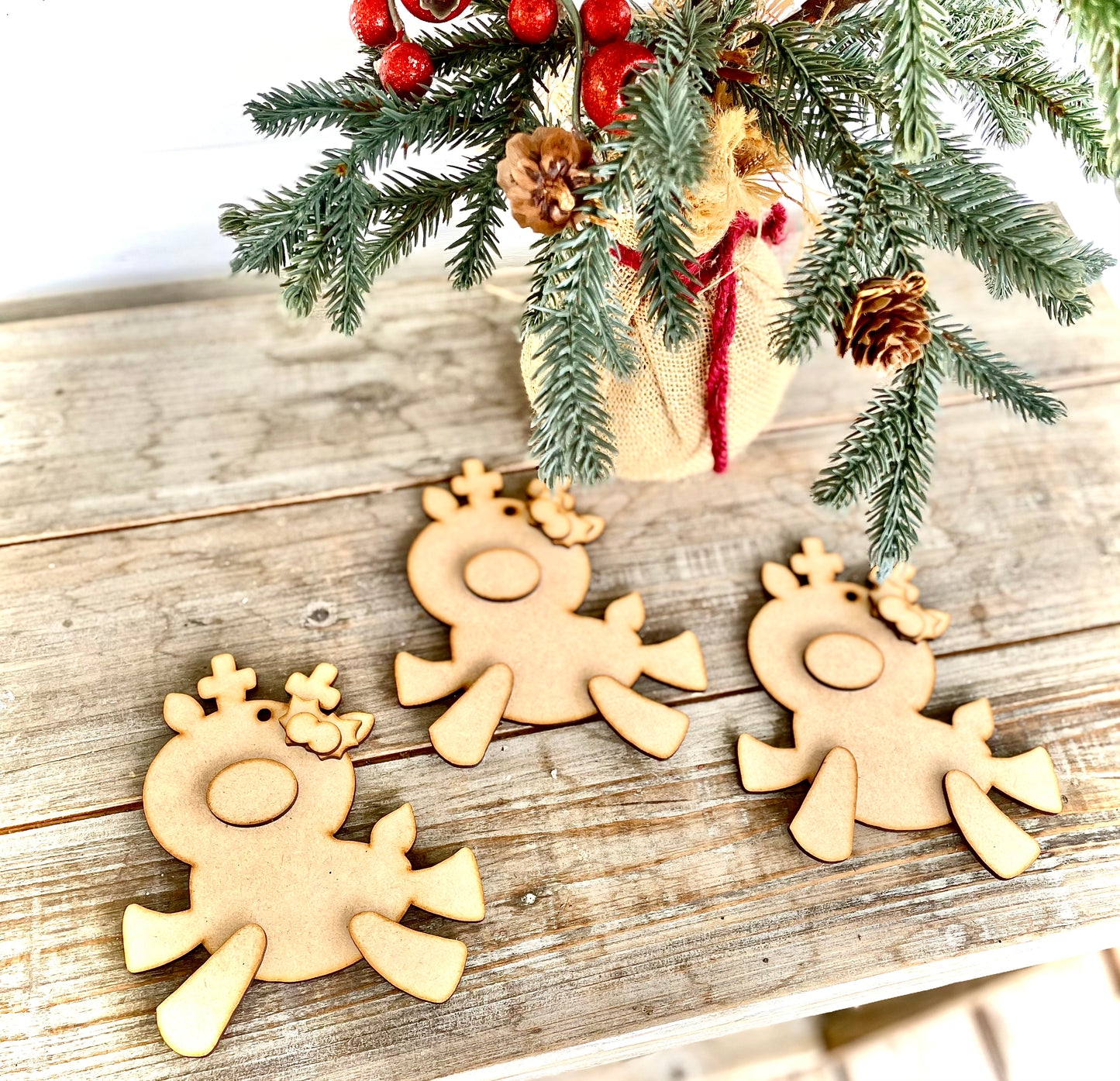 “Flying” Reindeer DIY Ornaments (Set of 3)