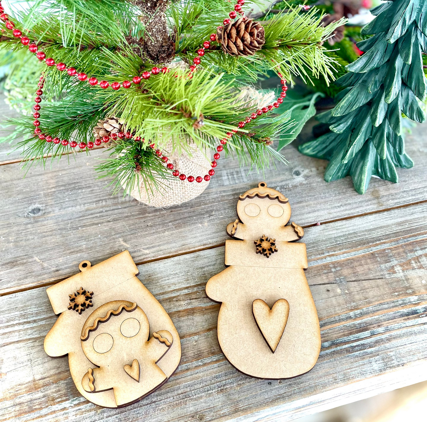 Mitten Gingerbread Men DIY Ornaments, Set of 2