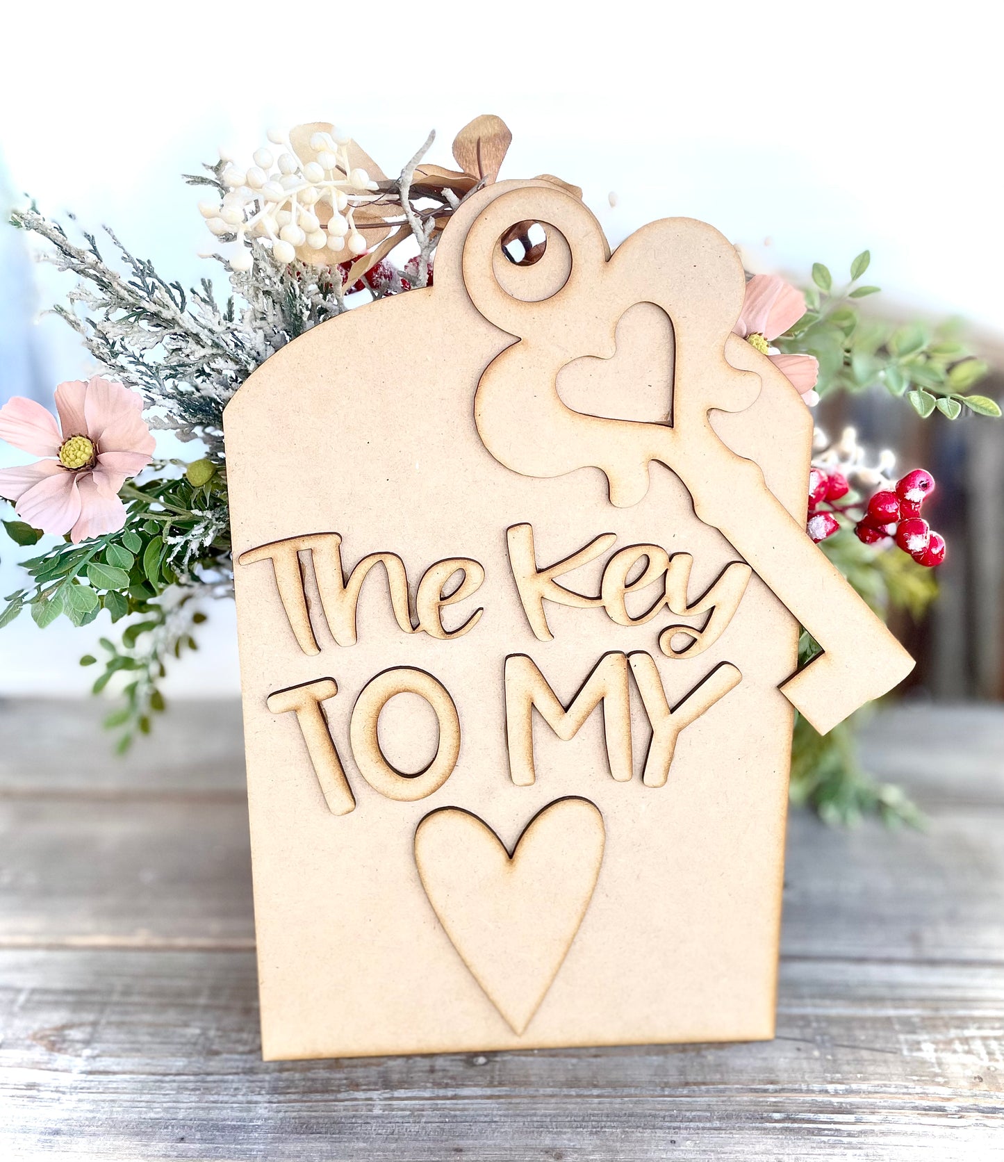 (Item#003) “The Key To My Heart” Cutting Board Leaner/Hanger - DIY Craft Kit