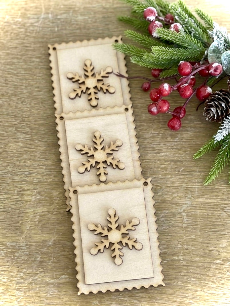 (Item#049) Snowflake Stamp DIY Ornaments - Set of 3