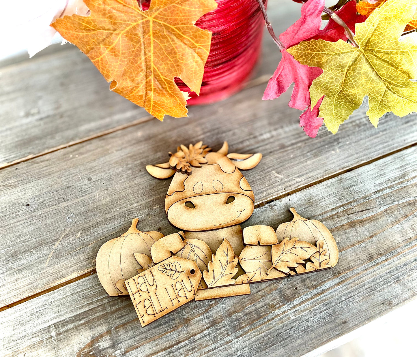 “Hay Fall Hay” Highland Cow DIY Insert for Interchangeable Basket (Insert Only, Basket Sold Separately)