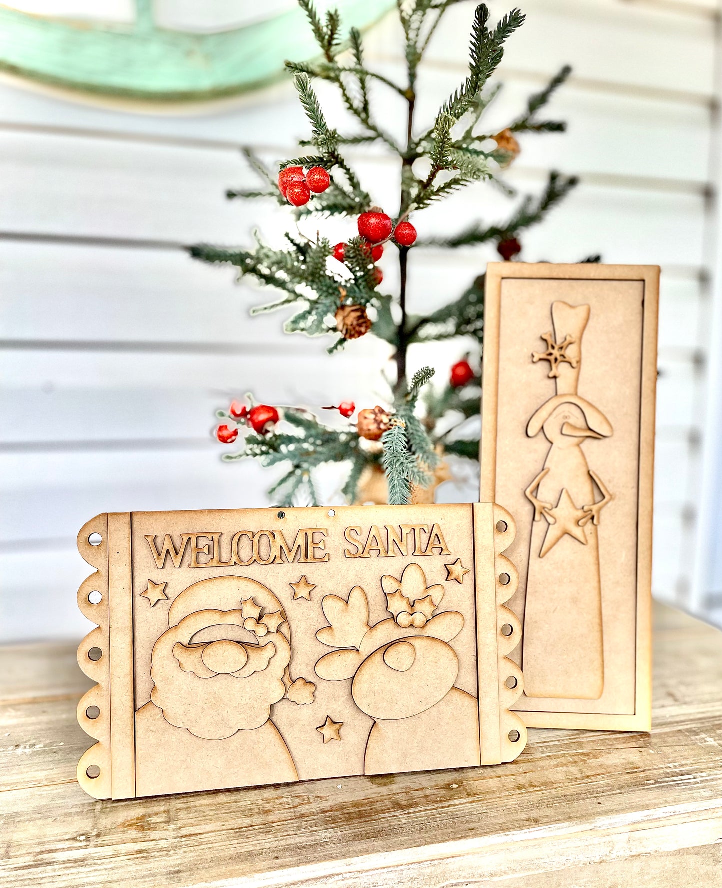 Merry Monday Bundle Deal - Primitive Snowman in Frame + Welcome Santa Frame (DIY Craft Kit)