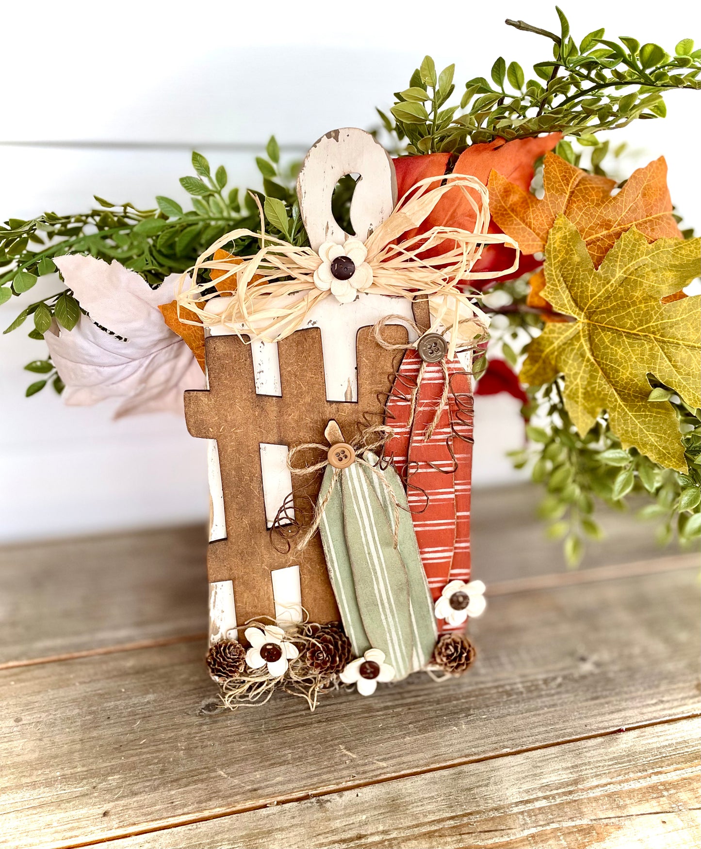 Primitive Pumpkins and Fence Cutting Board Leaner (DIY Craft Kit)