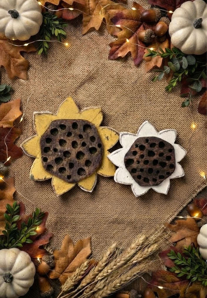 DIY Sunflower Cutouts/Leaners - Set of 2 (*now laser-cut on 1/8” MDF)
