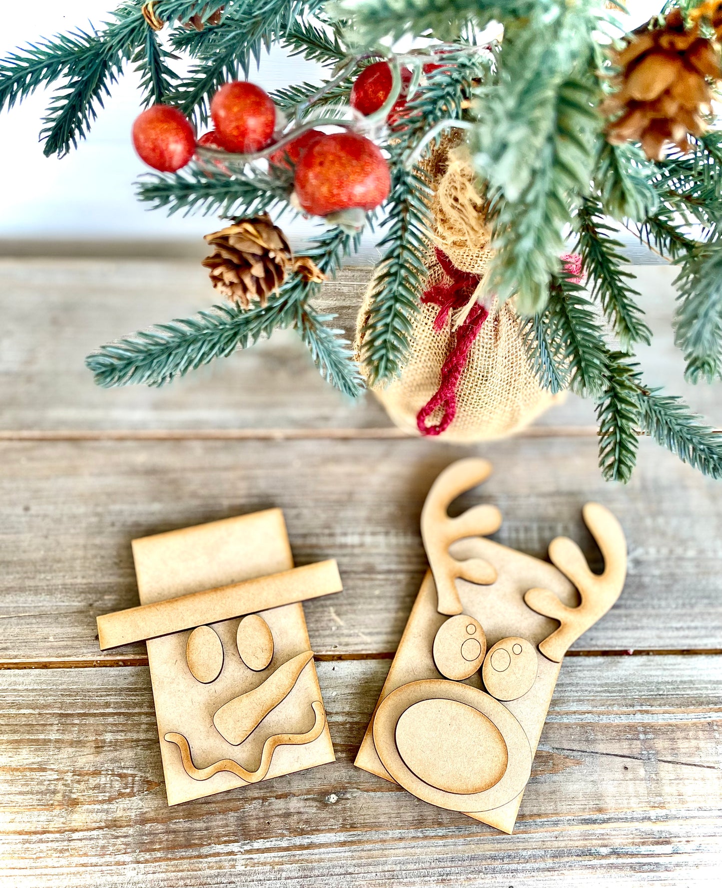 Bundle Face Pieces: Snowman Face Pieces (for 1 snowman face) + Reindeer Face Pieces (for 1 reindeer face)