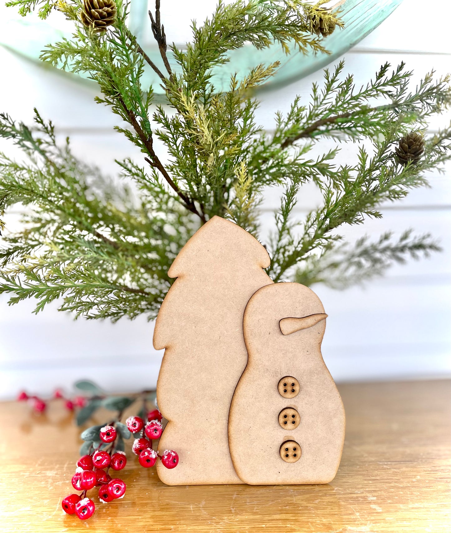 Rustic Tree & Snowman Leaner (Now cut on 1/8” MDF/Hardboard) - DIY Craft Kit