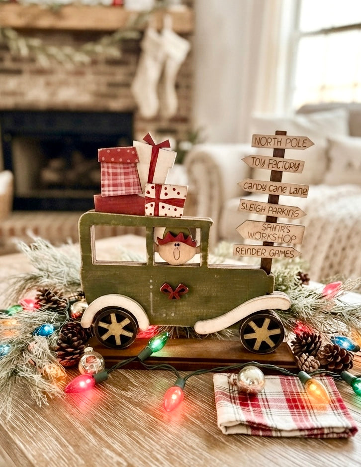 (Item#092) Elf in Vintage Car - DIY Craft Kit