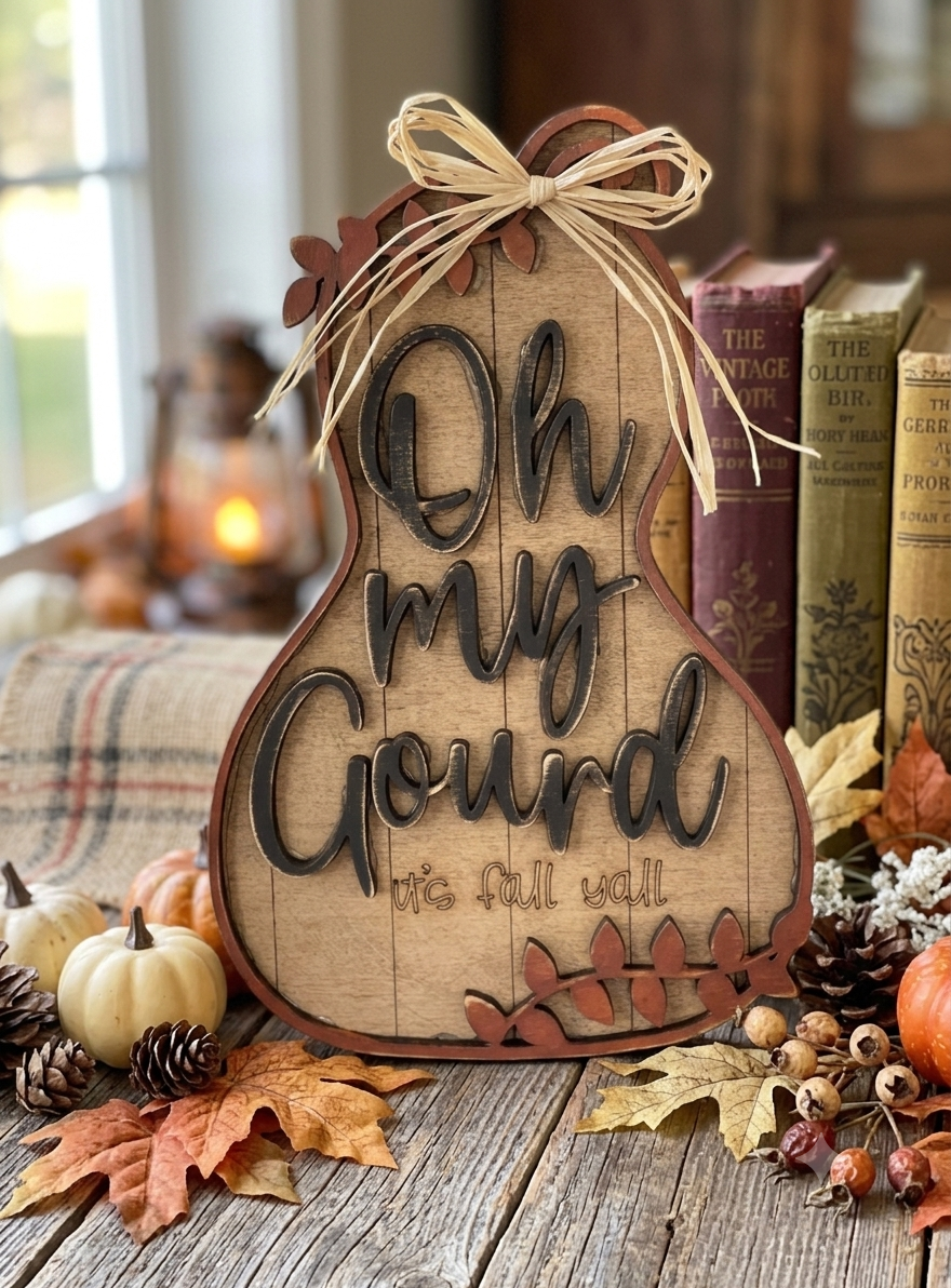 โOh My Gourdโ Fall Leaner - DIY Craft Kit (*Now cut on 1/8โ MDF/Hardboard