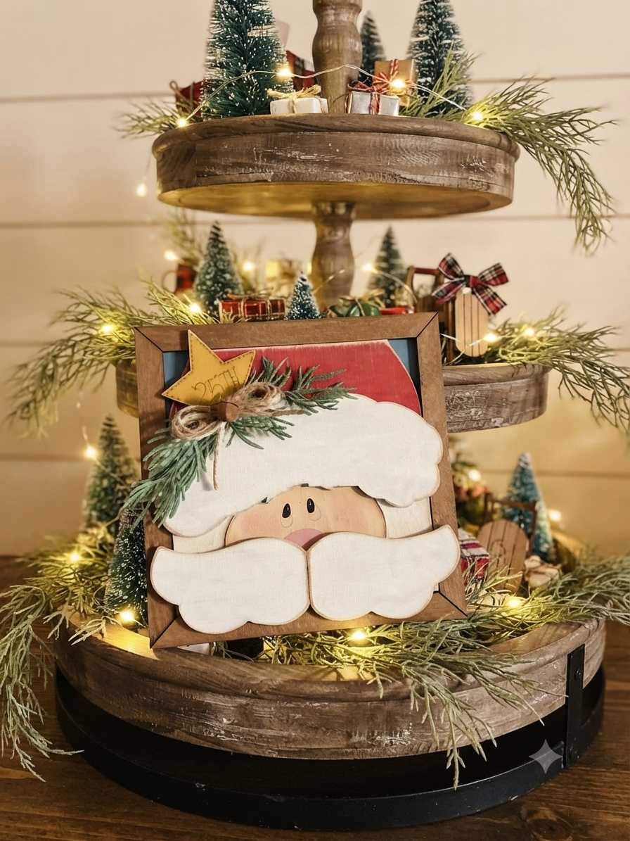 (Item#086) 25th Santa Face Frame Leaner - DIY Craft Kit