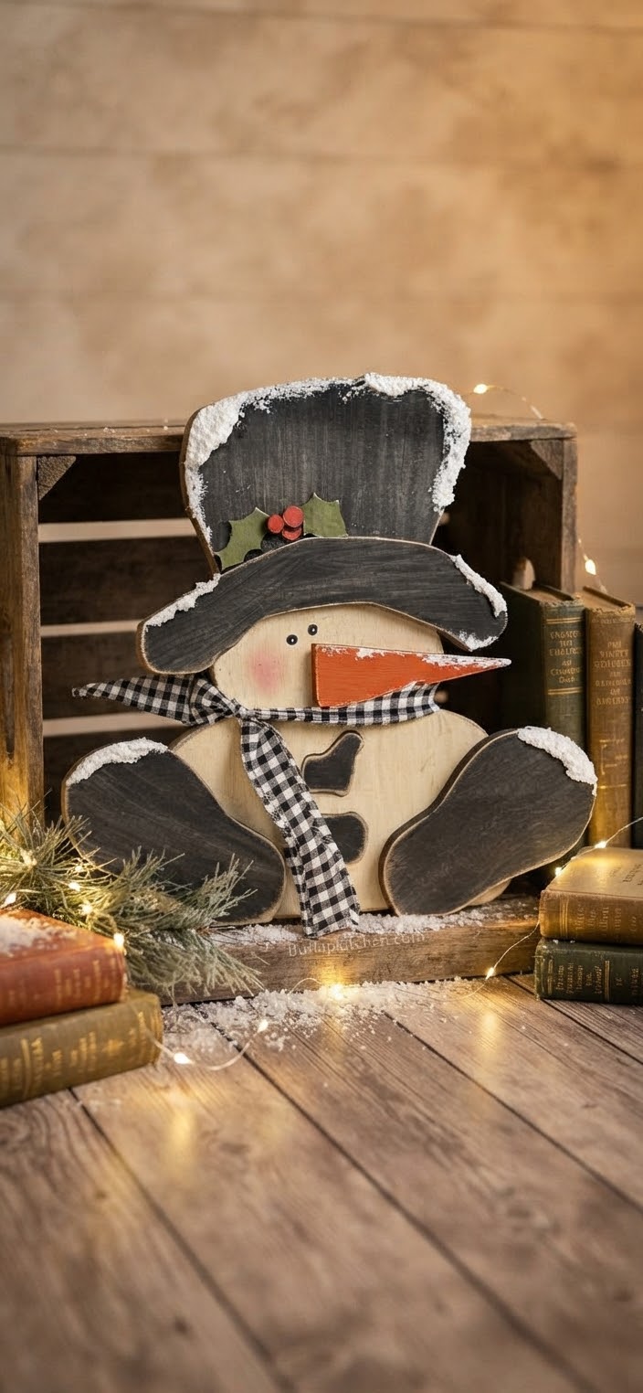 “Coal” Buttons DIY Snowman Leaner - DIY Craft Kit (*now laser-cut on 1/8” MDF/Hardboard)