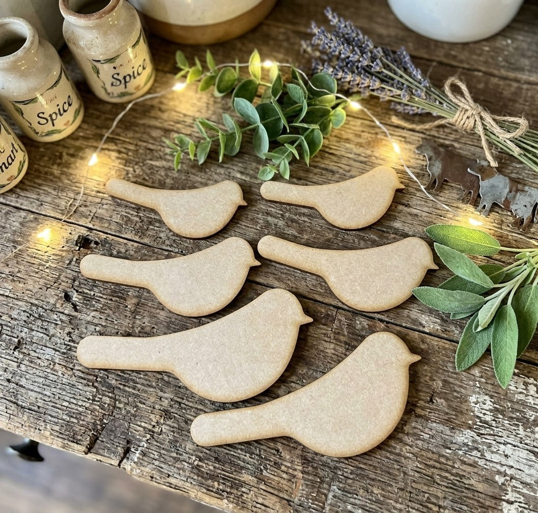 Sparrow Bird DIY Cutouts, Set of 6 - (3 different sizes, 2 of each size)