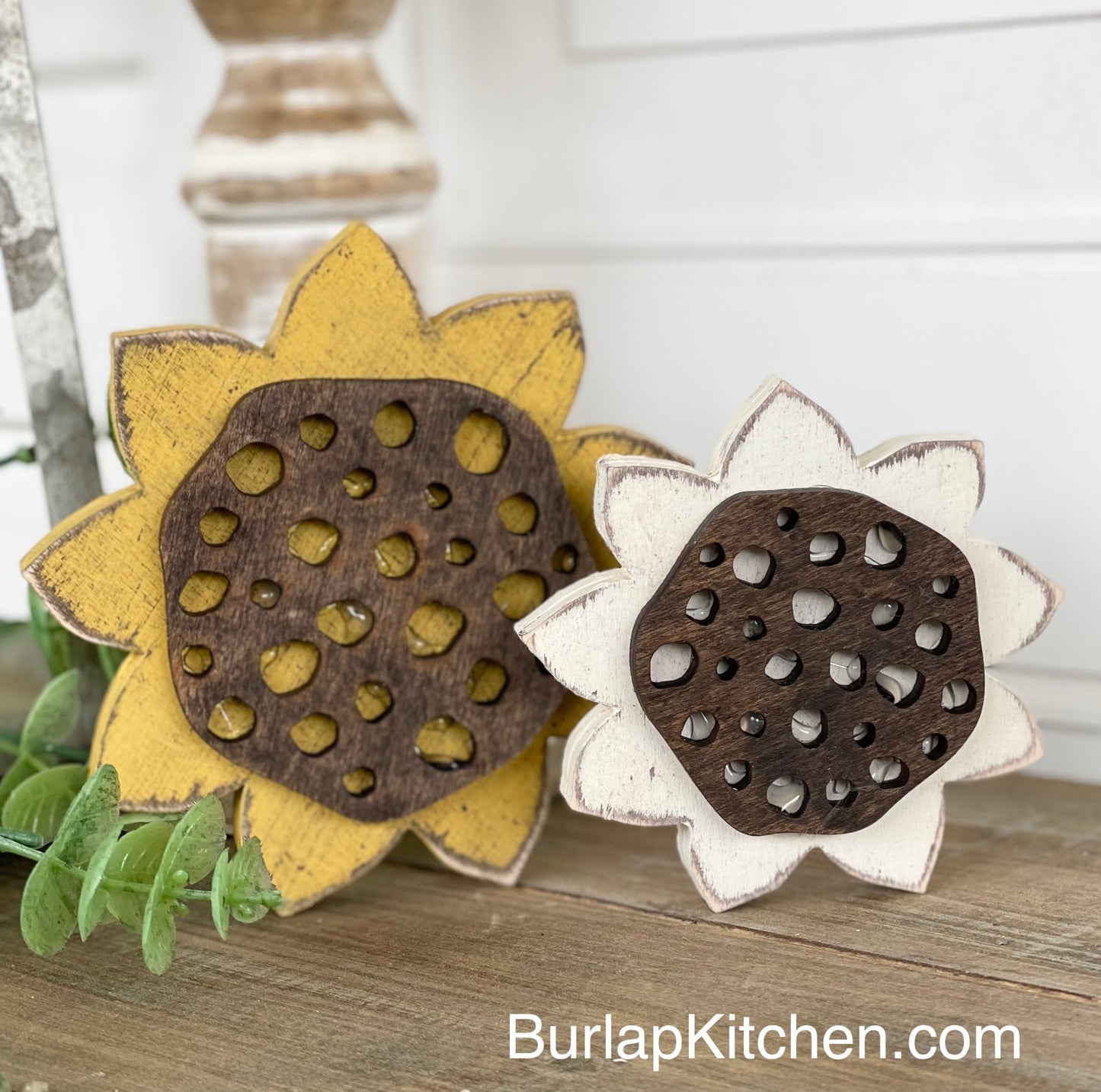 Stand Alone DIY Sunflower Cutouts, Set of 2 - Maple Wood