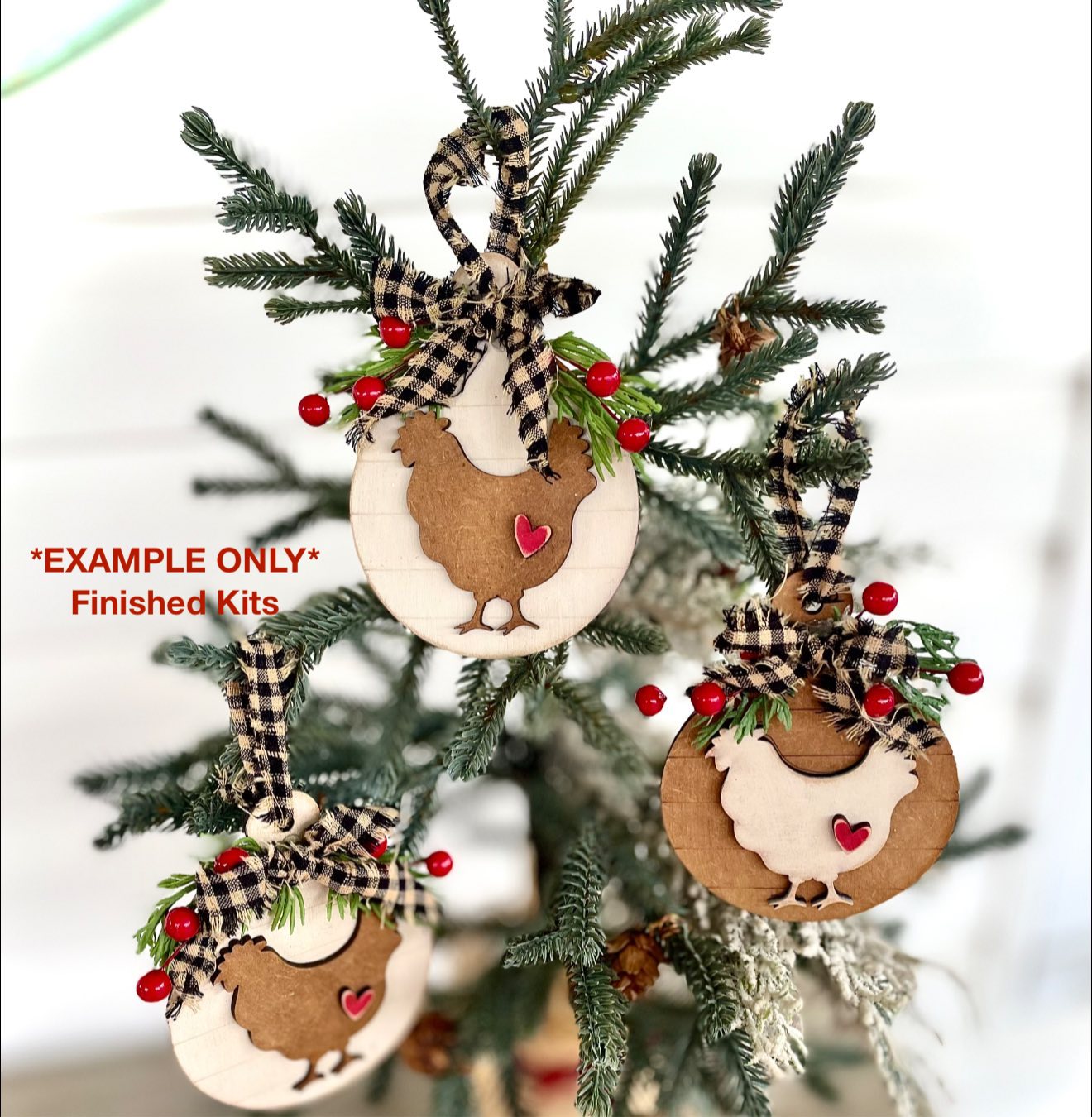 Round DIY Chicken Cutting Board Ornaments (Set of 3)