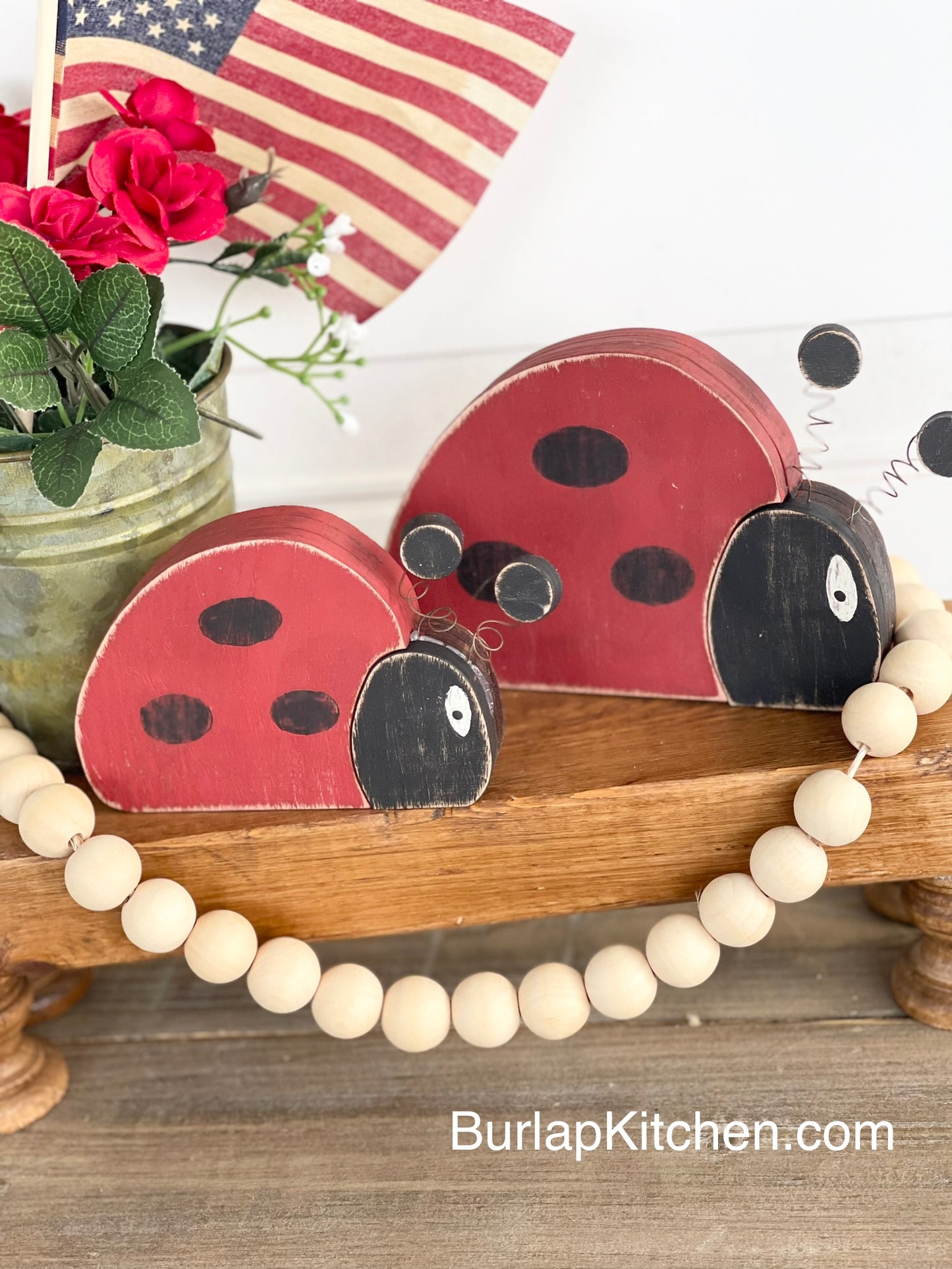 Lady Bugs, Set of 2 - (Maple Wood DIY Craft Kit)