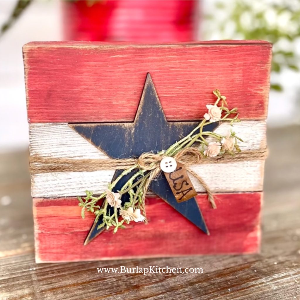 DIY Farmhouse Patriotic Star Shelf Sitter
