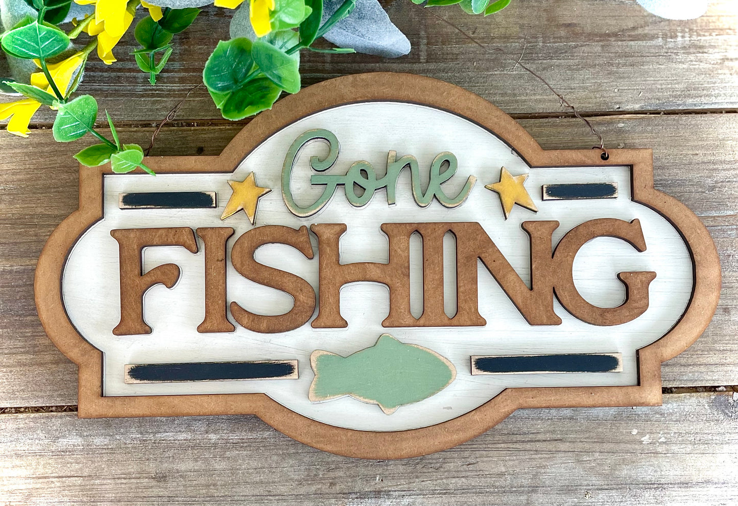 GONE FISHING Sign - DIY Craft Kit