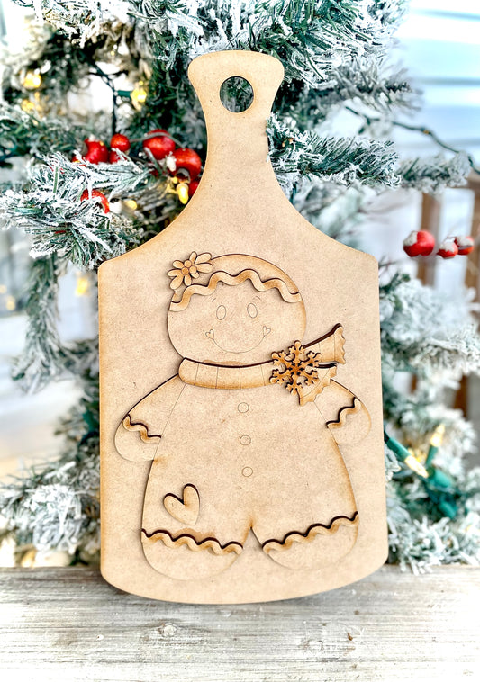 (BFR25) Large Gingerbread Man on Cutting Board - DIY Craft Kit