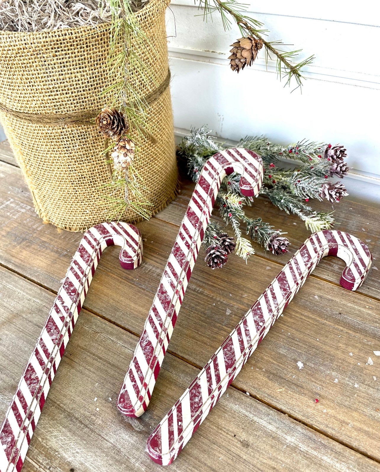 (F) Rustic Candy Canes - Set of 3