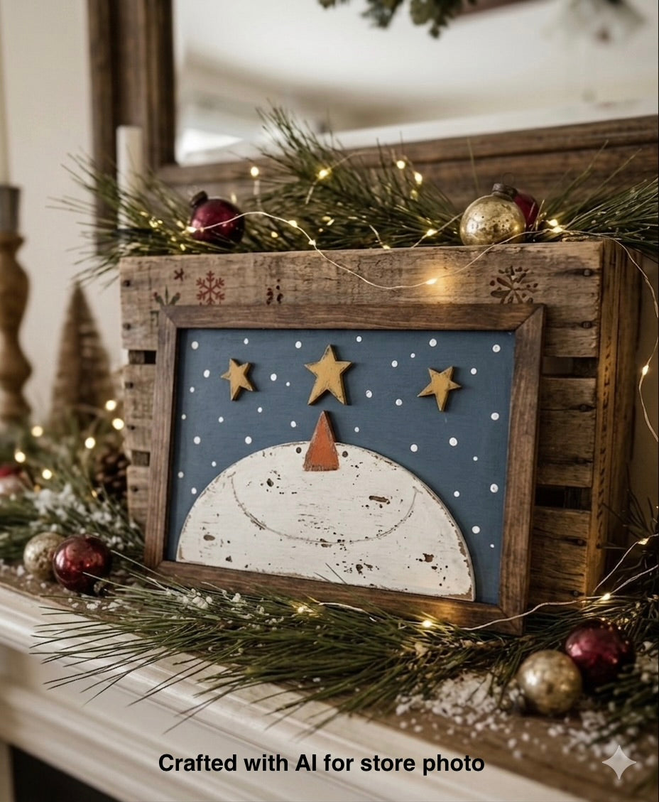 (Item#074) Snowman Sky in Frame Leaner - DIY Craft Kit