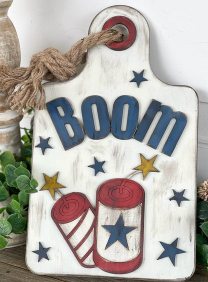 “BOOM” 4th of July Cutting Board (Designed by Emily) - DIY Craft Kit