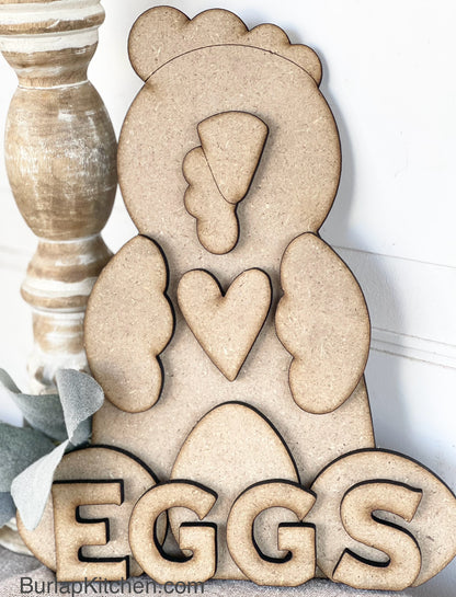 Chicken & Eggs Leaner (*Laser-cut on 1/8” MDF/Hardboard) - DIY Craft kit