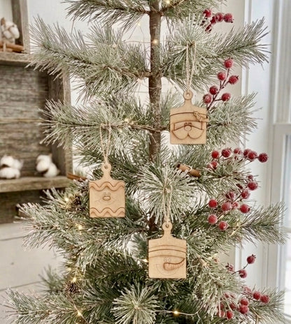 Mini Cutting Board DIY Ornaments (Set of 3; Santa, Snowman, Gingerbread)