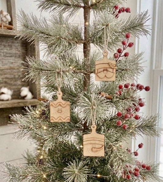 Mini Cutting Board DIY Ornaments (Set of 3; Santa, Snowman, Gingerbread)