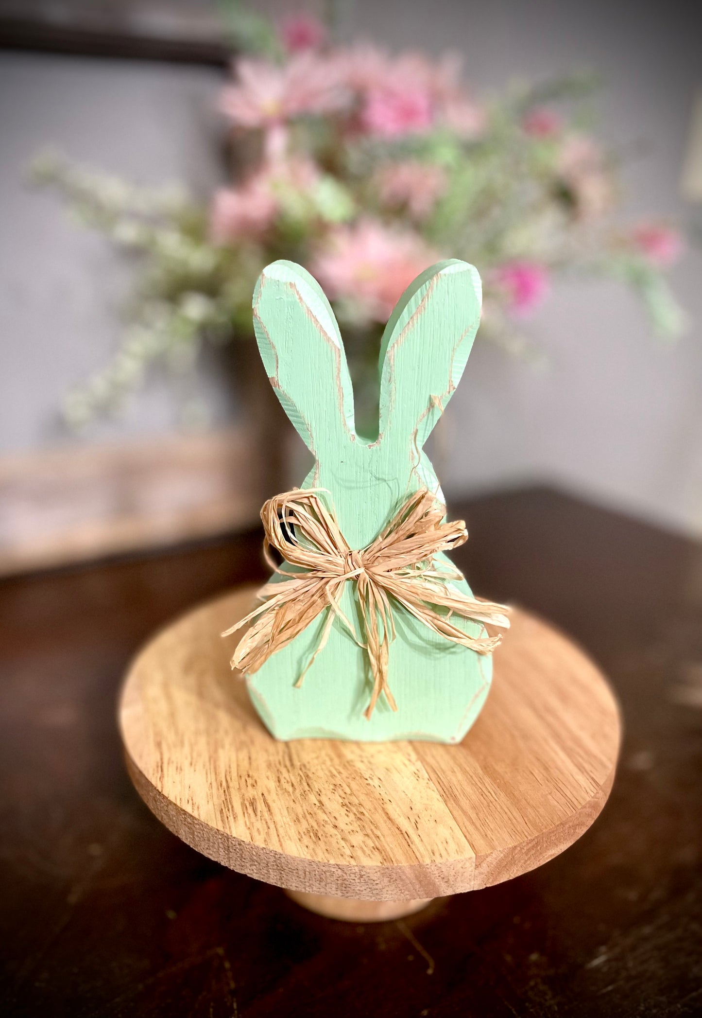 (FP) Green Bunny with Raffia Bow