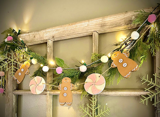 Peppermint & Gingerbread Man Garland - (DIY Craft Kit)