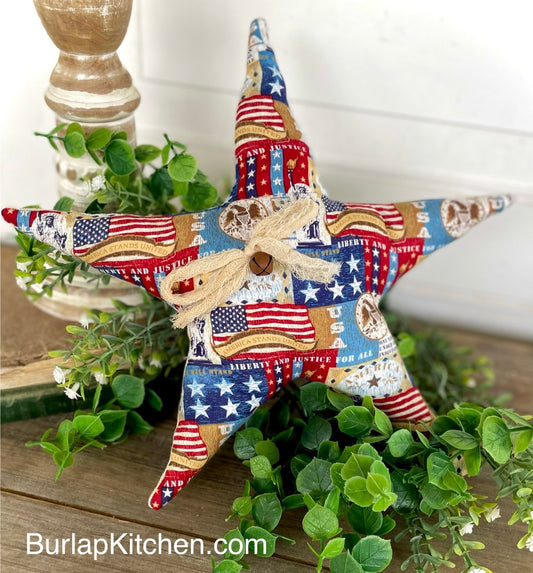 (HSM) Hand Sewn by Mimi Patriotic star, single - FREE SHIPPING