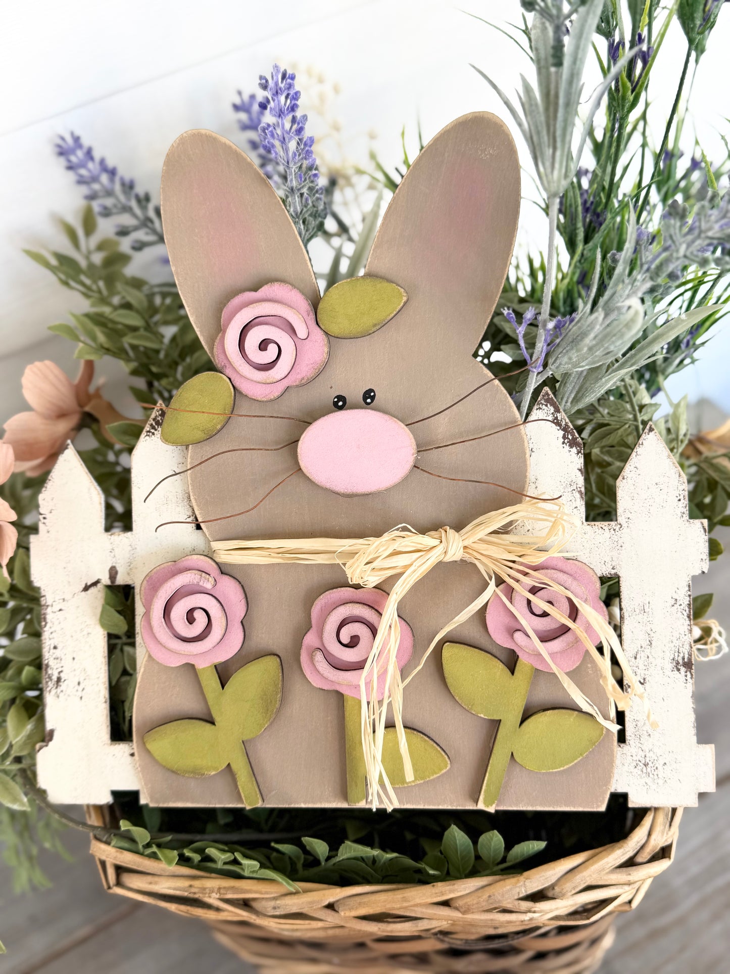 (Item#007) Rose Garden Bunny Leaner - DIY Craft Kit