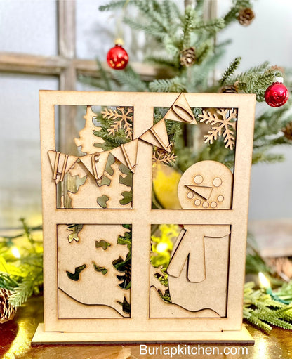 Intricate “Hello” Snowman In the Window Leaner - DIY Craft Kit