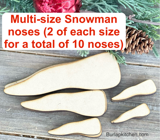 Multi-size snowman noses (2 of each size for a total of 10 noses)