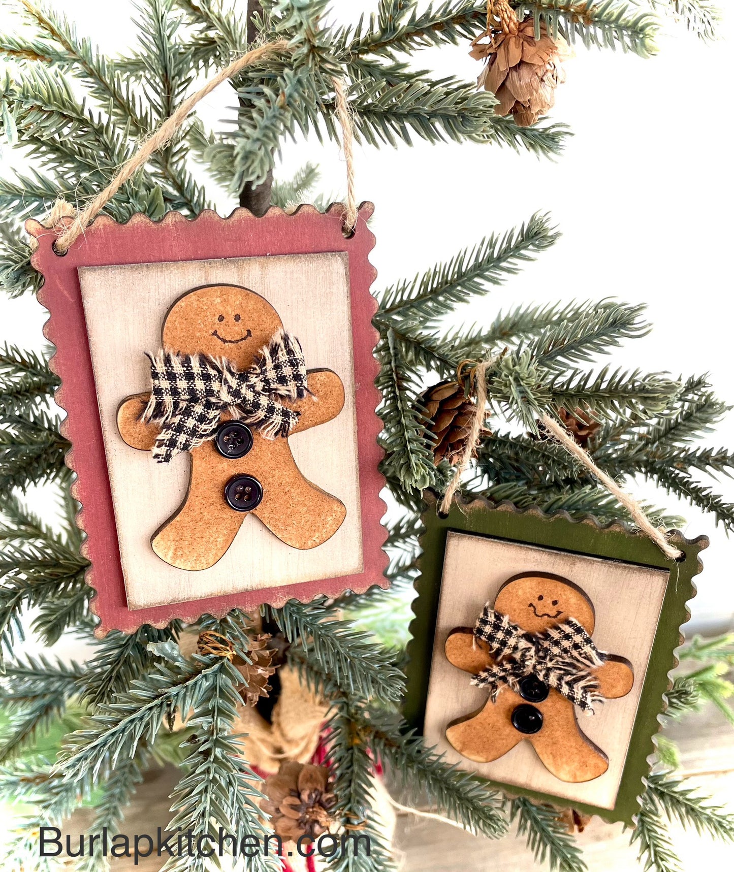 DIY Gingerbread Stamp Ornament Kit, set of 3