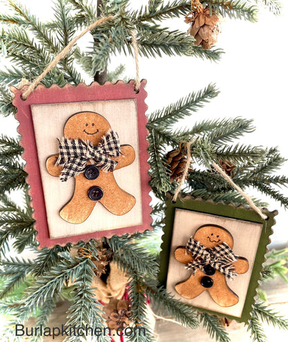 DIY Gingerbread Stamp Ornament Kit, set of 3