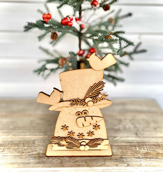 Merry Monday - Stand Alone Snowman w/Cardinals on Hat (DIY Craft Kit)