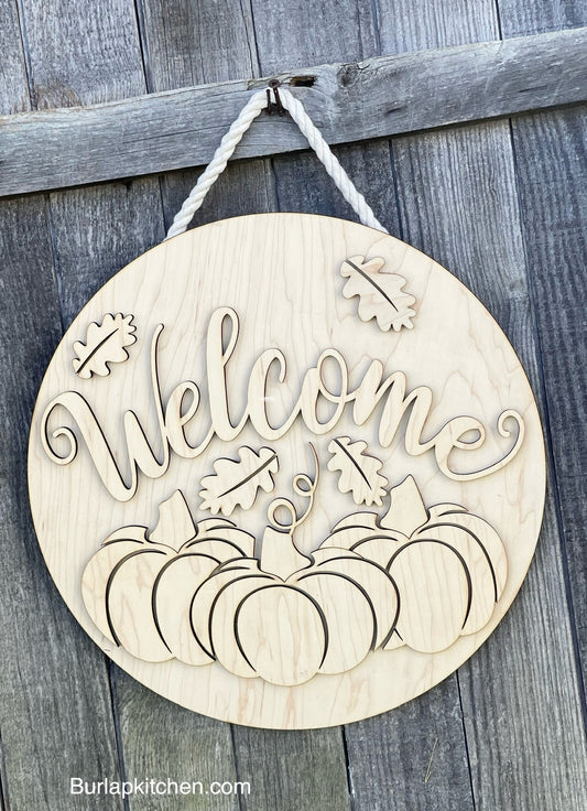 (CK) Welcome Fall Door Hanger - Maple Wood Craft Kit